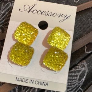 Yellow square earrings